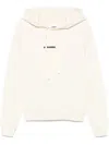 Jil Sander Hooded Sweatshirt Drawstring Ribbed Cuffs Hem In Neutral