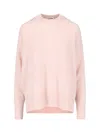 Jil Sander Soft Texture Knit Crewneck With Ribbed Cuffs And Hem In Pink