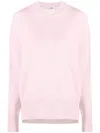 Jil Sander Soft Texture Knit Crewneck With Ribbed Cuffs And Hem In Pink