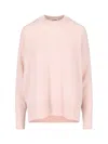 Jil Sander Soft Texture Knit Crewneck With Ribbed Cuffs And Hem In Pink