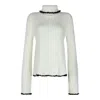 Jil Sander Long Sleeve Turtleneck Contrast Trim In White