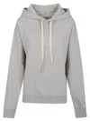 Jil Sander Pure Cotton Sweatshirt With Contrasting Drawstring Hood In Gray