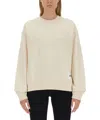 Jil Sander Oversized Cotton Sweatshirt With Subtle Logo Patch In Neutral