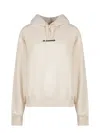 Jil Sander Cotton Hooded Sweatshirt In Beige