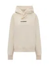 Jil Sander Cotton Hooded Sweatshirt In Beige