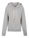 Jil Sander Pure Cotton Sweatshirt With Contrasting Drawstring Hood In Gray