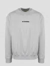 Jil Sander Ribbed Cotton Sweatshirt With Cuffs And Hem In Grey