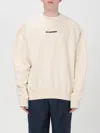 Jil Sander Crew Neck Sweatshirt With Signature Logo In Ivory