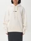 Jil Sander Logo Print Cotton Hoodie In Natural