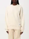 Jil Sander Oversized Cotton Sweatshirt With Subtle Logo Patch In Gelb