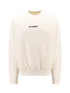 Jil Sander Cotton Sweatshirt With Frontal Logo In Natural