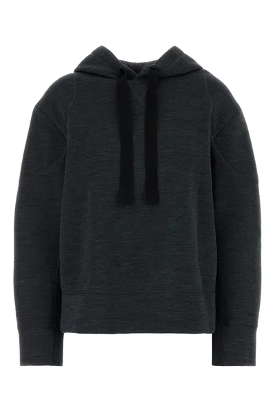 JIL SANDER JIL SANDER MELANGE DARK GREY WOOL BLEND SWEATSHIRT