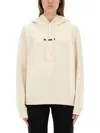 Jil Sander Logo Cotton Hoodie With Drawstring Hood In White
