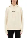 Jil Sander Cotton Hooded Sweatshirt In Beige
