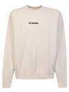 Jil Sander Logo Print Crewneck Sweatshirt In Neutral