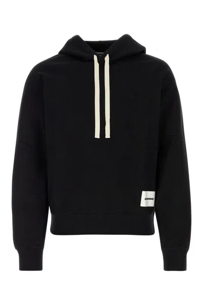 Jil Sander Sweatshirt Cotton Ribbed Cuffs Hem Hood In Blue