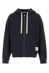 Jil Sander Boxy Cotton Sweatshirt With Adjustable Hood In Blue