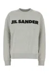 Jil Sander Cotton Sweatshirt With Ribbed Cuffs And Hem In Gray