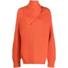 Jil Sander Long Sleeves Foulard Neck Cardigan Clothing In Orange