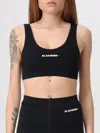 Jil Sander Black Sports Bra With Logo Lettering On The Front In Tech Fabric Stretch Woman In Black