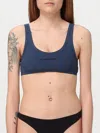 Jil Sander Scoop Neck Bikini Top With Thick Straps In Blue