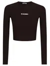 Jil Sander Crop Top With Long Sleeves And Crew Neck
