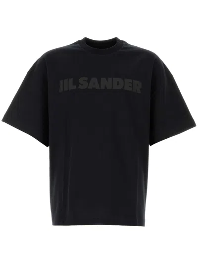 Jil Sander Cotton Jersey Logo T-shirt In Black