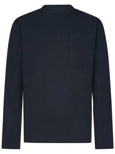 Jil Sander Long-sleeved Blue T-shirt With Logo And Chest Pocket