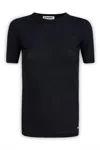 Jil Sander Logo-print Hem T-shirt In Blue