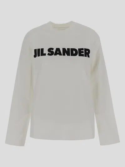 Jil Sander Logo Print Long Sleeve T-shirt In White
