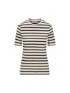Jil Sander Black And White Knitted Striped T-shirt In Cotton Woman In Beige