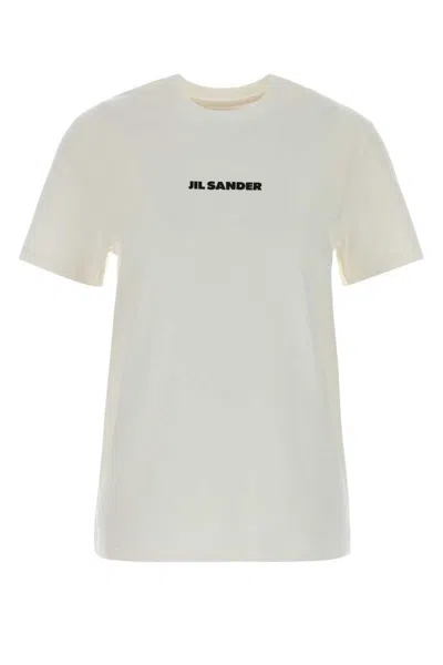 Jil Sander Short-sleeve T-shirt With Centered Logo Detail In White