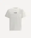 Jil Sander White T-shirt With Short Sleeves And Contrasting Logo Print In Cotton Man In Beige