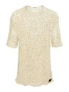 Jil Sander + Open-knit T-shirt In Beige