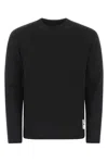 Jil Sander Men Blue Cotton Crewneck Sweatshirt With Logo Label On The Shoulder In Black