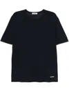 Jil Sander Blue Cotton T-shirt With Small White Logo In Blue