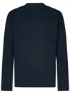Jil Sander Long-sleeved Blue T-shirt With Logo And Chest Pocket In Blue