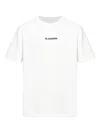 Jil Sander Men White Crewneck T-shirt With Logo Lettering On The Front In Cotton Man In White