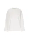 Jil Sander White Cotton Jersey Sweashirt With Embossed Logo In White