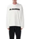 Jil Sander Men White Crewneck Sweatshirt With Contrasting Logo Print At The Front In Cotton Man In White