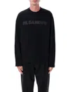 Jil Sander Men Black Long Sleeve T-shirt With Front Logo Print In Cotton Man