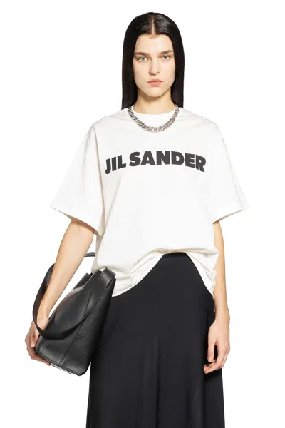 Jil Sander Crewneck Short Sleeves Classic Print T-shirt Clothing In White