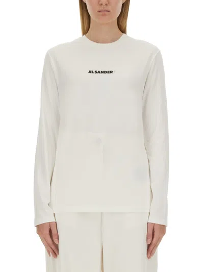 Jil Sander Long-sleeved T-shirt With Logo In White