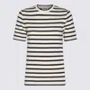 Jil Sander Black And White Knitted Striped T-shirt In Cotton Woman