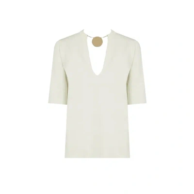 Jil Sander T-shirt En Maille Laine Vierge In White