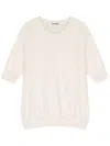 Jil Sander Ribbed-knit Cotton T-shirt In Bianco