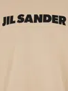 Jil Sander Beige Crewneck T-shirt With Maxi Logo Lettering On The Front In Beige
