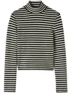 Jil Sander T-shirt In Lana A Collo Alto Con Stampa A Righe In Grigio