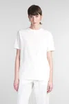 Jil Sander Crew Neck Short Sleeves T-shirt With Embossed Logo On Leather Patch Stitched On The Back