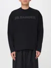 Jil Sander Men Black Long Sleeve T-shirt With Front Logo Print In Cotton Man In Black